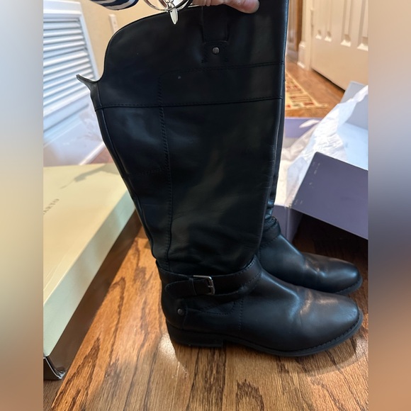 Black leather wide calf riding boots woman’s 9 - Picture 1 of 14